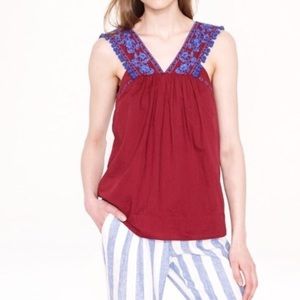 J Crew Embroidered Pom Pom Top